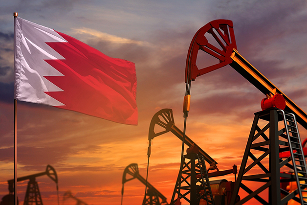 Bahrain Oil Industry Concept, Industrial Illustration. Bahrain F